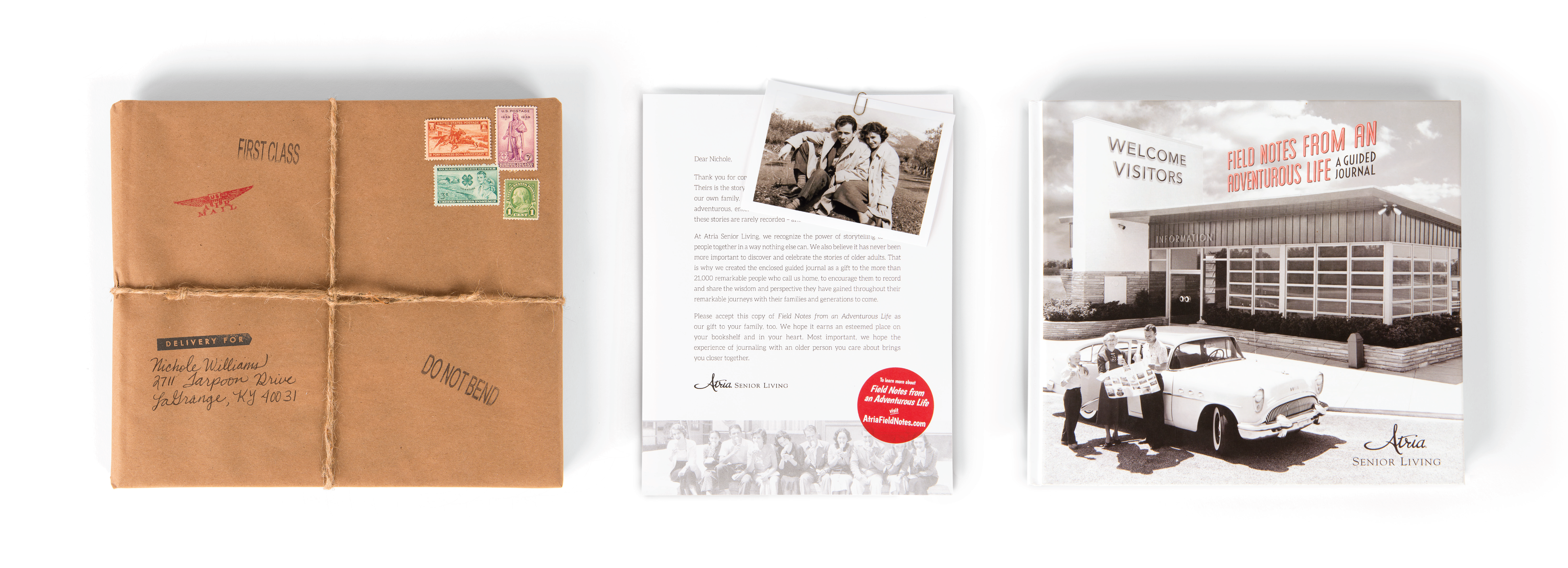 The Field Notes campaign mailer, cover letter, and guided journal.